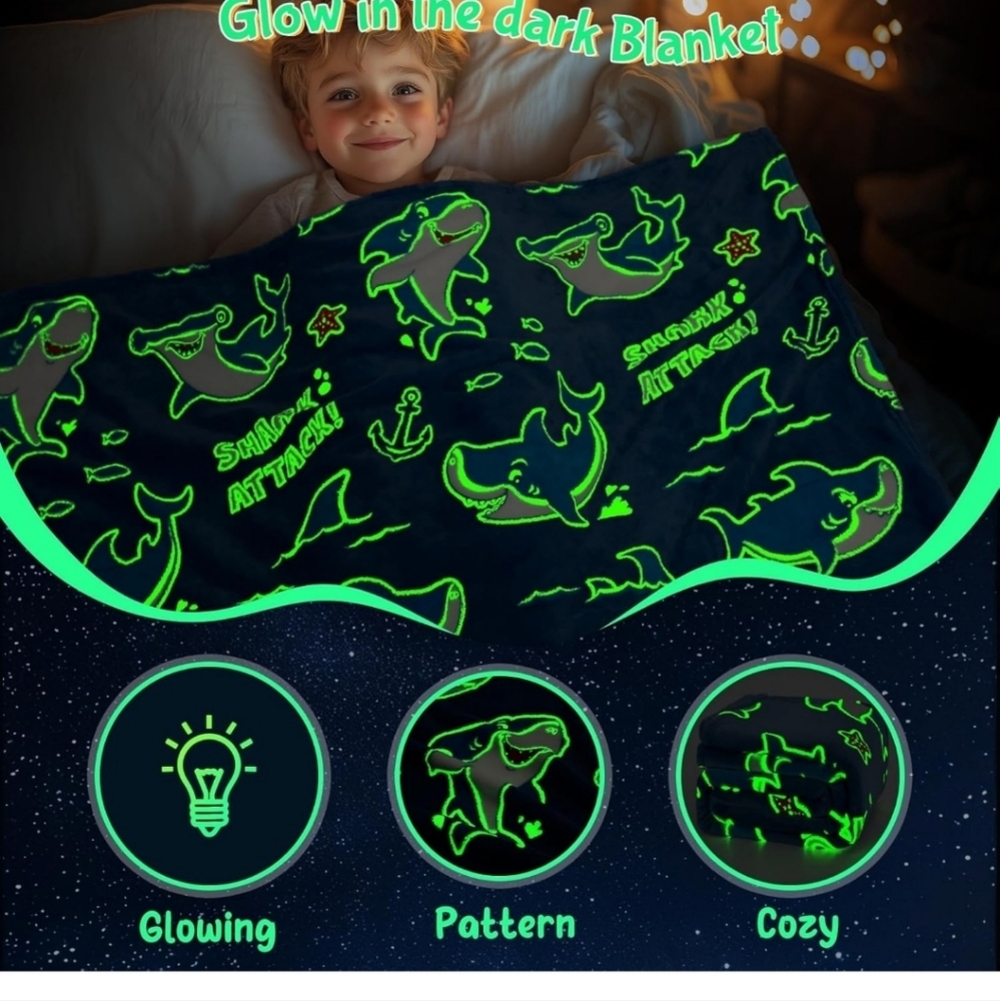 Shark Toys Blankets Glow in The Dark Hammerhead Ocean Sharks